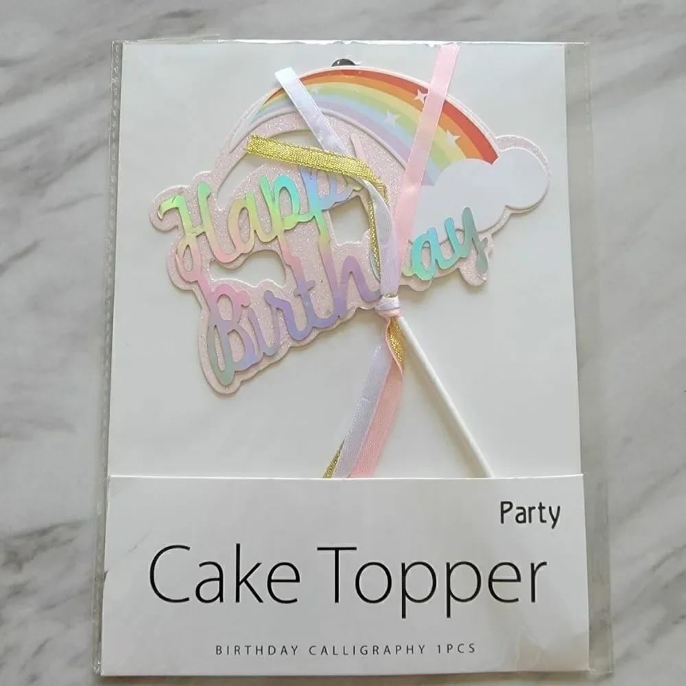 RAINBOW Cake Topper Magical Happy Birthday NWT